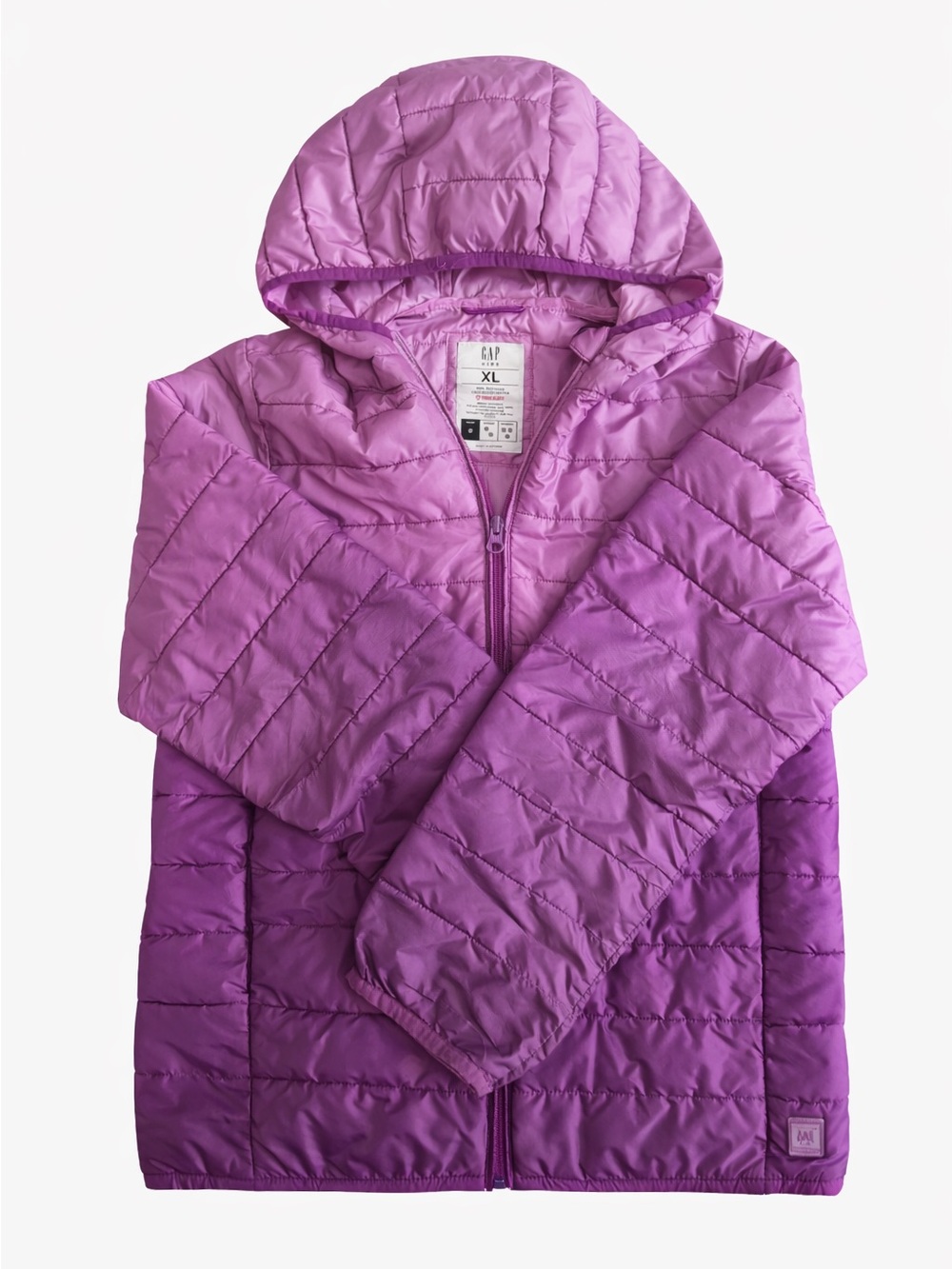 GAP Kids Ombré Puffer Lightweight  Recycled Primaloft Hooded XL